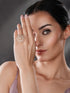 Gold Plated Zircon Studded 3 D Effect Adjustable Floral Engagement Cocktail Finger Ring