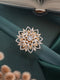 Gold Plated Zircon Studded 3 D Effect Adjustable Floral Engagement Cocktail Finger Ring