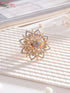 Gold Plated Zircon Studded 3 D Effect Adjustable Floral Engagement Cocktail Finger Ring