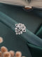 White Rhodium Plated Zircon Studded Floral Designer Cocktail Marriage Finger Ring