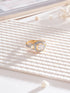 Gold Plated Princess Cut Zircon Studded Link Minimal Adjustable Propose Engagement Finger Ring