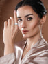 Silver Plated Cubic Zircon Studded Adjustable Bridal Engagement Wedding Band Finger Ring