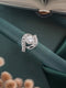 White Rhodium Cubic Zircon Studded Marriage Propose Adjustable Cocktail Finger Ring