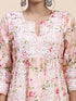 Fizaa Chikankari Long Kurta in Muslin Cotton for Women- Pink Print