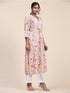 Fizaa Chikankari Long Kurta in Muslin Cotton for Women- Pink Print