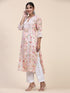 Fizaa Chikankari Long Kurta in Muslin Cotton for Women- Pink Print