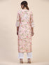Fizaa Chikankari Long Kurta in Muslin Cotton for Women- Pink Print