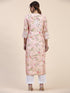 Farheen in Chikankari Long Kurta in Muslin Cotton for Women- Pink Print