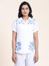Hand embroidery Chikankari tunic-White With Blue