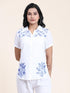 Hand embroidery Chikankari tunic-White With Blue