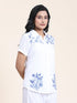 Hand embroidery Chikankari tunic-White With Blue