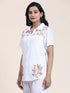 Hand embroidery Chikankari tunic-White With Multi