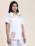 Hand embroidery Chikankari tunic-White With Multi