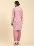Samma Chikankari Co-ord set in Cotton for Women- Peach