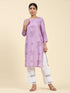 Fizaa Chikankari Long Kurta Notch Neck in Chanderi Silk for Women - Purple