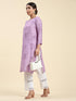 Fizaa Chikankari Long Kurta Notch Neck in Chanderi Silk for Women - Purple