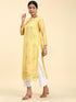 Fizaa Chikankari Long Kurta in Chanderi Silk for Women - Yellow
