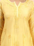 Jhanvi in Fizaa Chikankari Long Kurta in Chanderi Silk for Women - Yellow
