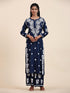 Fizaa Chikankari CO-ORD Set In Modal Cotton for Women In Blue