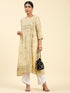 Fizaa Chikankari Angrakha Long Kurta in Chanderi Silk for Women - Beige