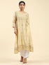 Fizaa Chikankari Angrakha Long Kurta in Chanderi Silk for Women - Beige