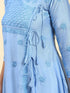 Fizaa Chikankari Angrakha Long Kurta in Chanderi Silk for Women - Blue