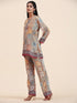 Shivani Girdhar in Samma Chikankari Co-ord Set in Polysilk for Women- Orange multicolour Print