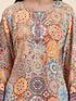 Samma Chikankari Co-ord Set in Polysilk for Women- Orange multicolour Print