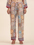 Samma Chikankari Co-ord Set in Polysilk for Women- Orange multicolour Print