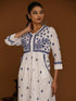 NOOR Chikankari Kurta With Pocket - White With Blue