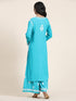 Bhavna in Noor Chikankari CO-ORD Set In Rayon for Women In Blue Turquoise