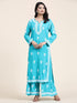 Noor Chikankari CO-ORD Set In Rayon for Women In Blue Turquoise