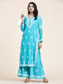 Noor Chikankari CO-ORD Set In Rayon for Women In Blue Turquoise