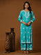 Noor Chikankari CO-ORD Set In Rayon for Women In Blue Turquoise