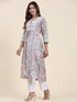 Urmi in Fizaa Chikankari Long Kurta in Muslin Cotton for Women- Grey Print