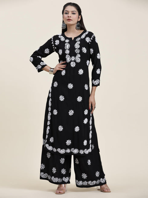 Fizaa Chikankari CO-ORD Set In Modal Cotton for Women In Black