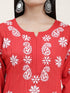 Samma Chikankari CO-ORD Set In Modal Cotton for Women In RED
