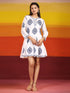 Samma Chikankari Dress In Cotton for Women-White With Blue