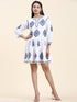 Samma Chikankari Dress In Cotton for Women-White With Blue