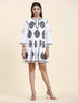 Samma Chikankari Dress In Cotton for Women- White With Black
