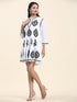Samma Chikankari Dress In Cotton for Women- White With Black