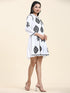 Samma Chikankari Dress In Cotton for Women- White With Black