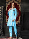 Fizaa Chikankari Short Modal Kurta Set - Blue