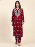 Fizaa Chikankari Long Modal Kurta Set - Maroon
