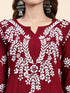 Fizaa Chikankari Long Modal Kurta Set - Maroon