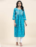 Samma Chikankari Long kurti In Cotton for Women- Sea Green