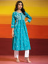 Samma Chikankari Long kurti In Cotton for Women- Sea Green