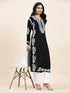 Fizaa Chikankari Long Kurta in Rayon Cotton for Women- Black