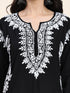 Fizaa Chikankari Long Kurta in Rayon Cotton for Women- Black