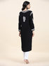 Fizaa Chikankari Long Kurta in Rayon Cotton for Women- Black